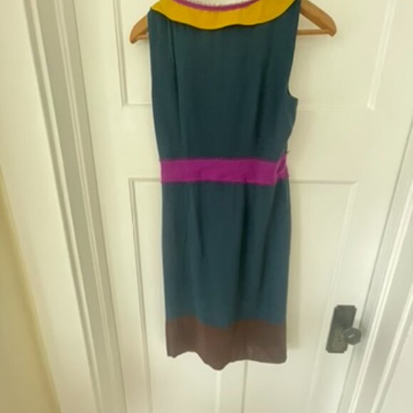 Boden Limited Edition Color Block Silk Peter Pan collar twee Dress Size 8 - Picture 6 of 8
